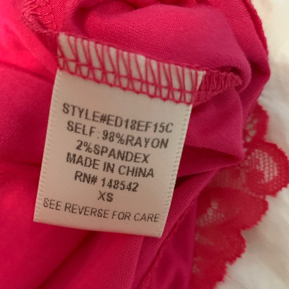 NWOT Aratta Lace-Trim Hot Pink Slip Dress with Adjustable Straps - Picture 13 of 16